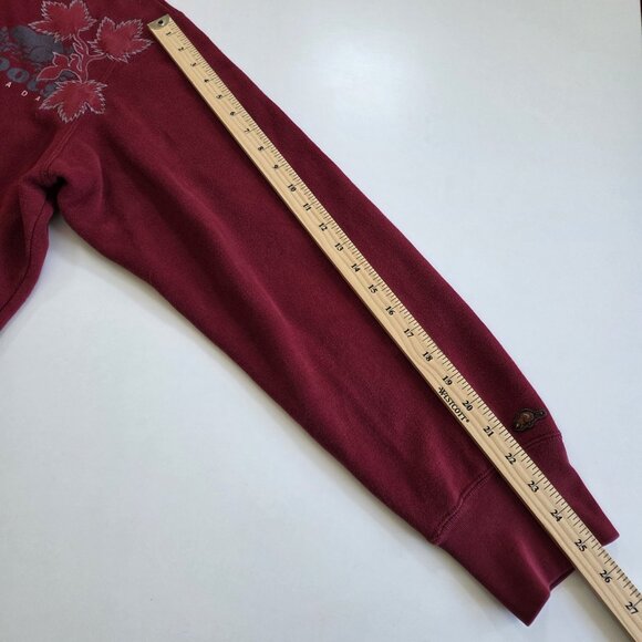 Roots Hoodie Men L Red LS 2 Way Zip Pockets Maple Leaf Beaver Embroidery Canada - Picture 5 of 15